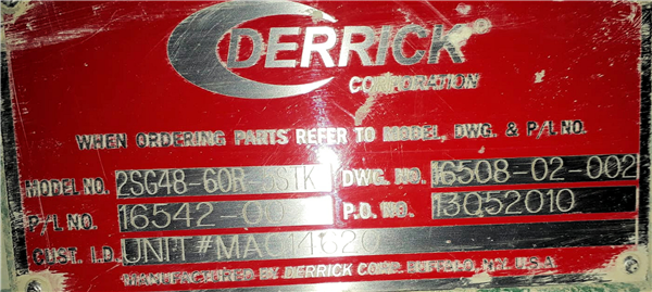 13 Units - Derrick 5-deck Stack Sizers, Model 2sf48-60r-5stk/2sg48-60r-5s1k)